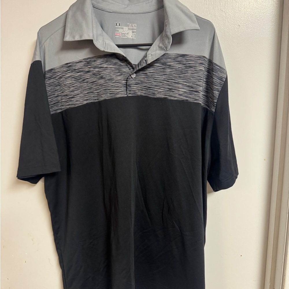 UA CL Men's Black and Gray Polo Shirt